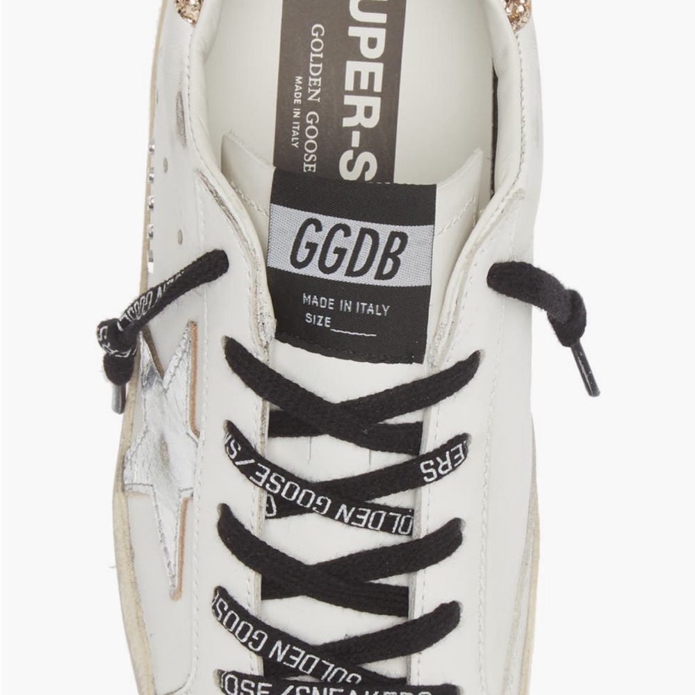 Golden Goose Women's White and Gold Glitter Sneakers - Picture 2 of 11